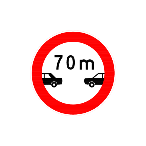 Öndeki Taşıt Belirtilen Mesafeden Daha Yakın Takip Edilemez trafik işareti